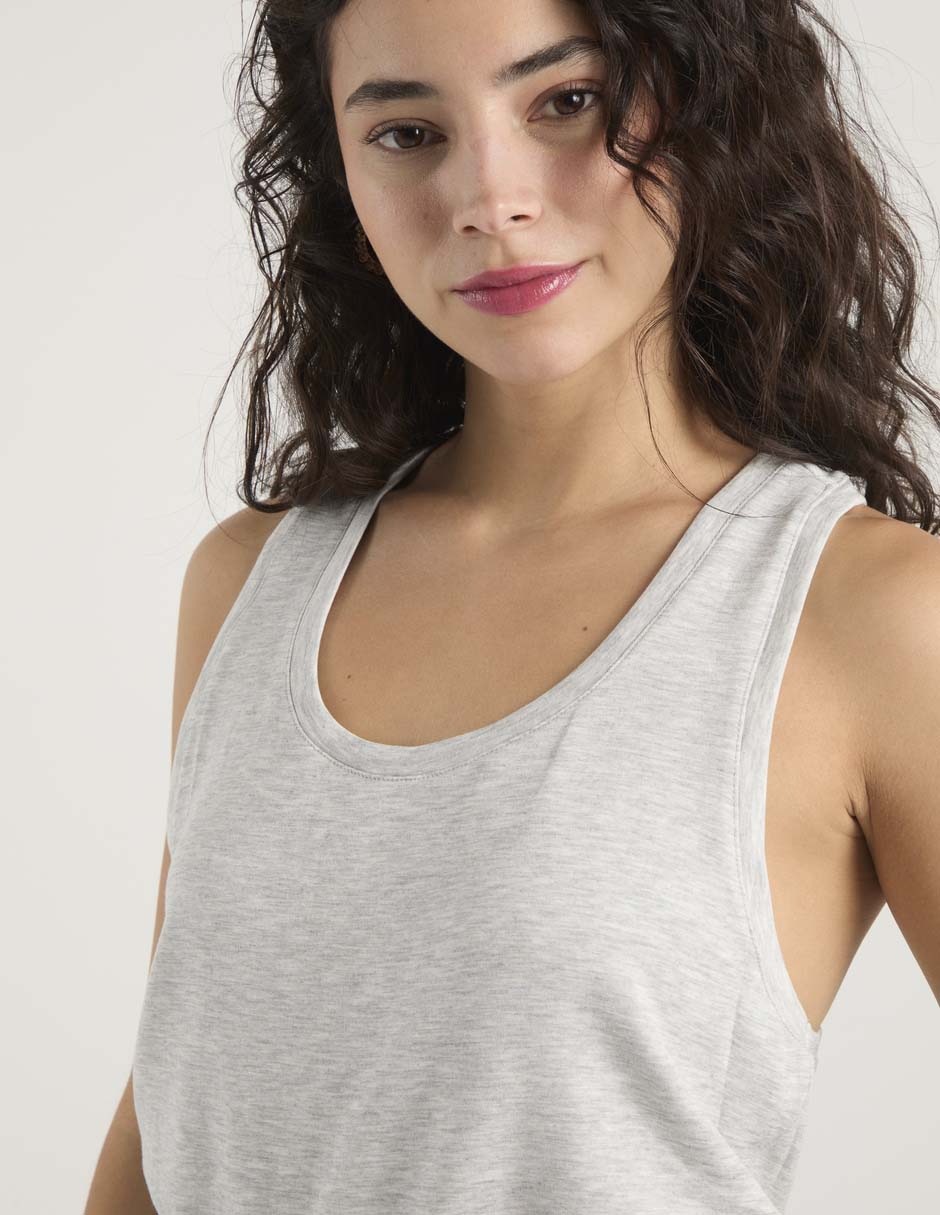 Top coffee bean escote redondo tirante ancho para mujer