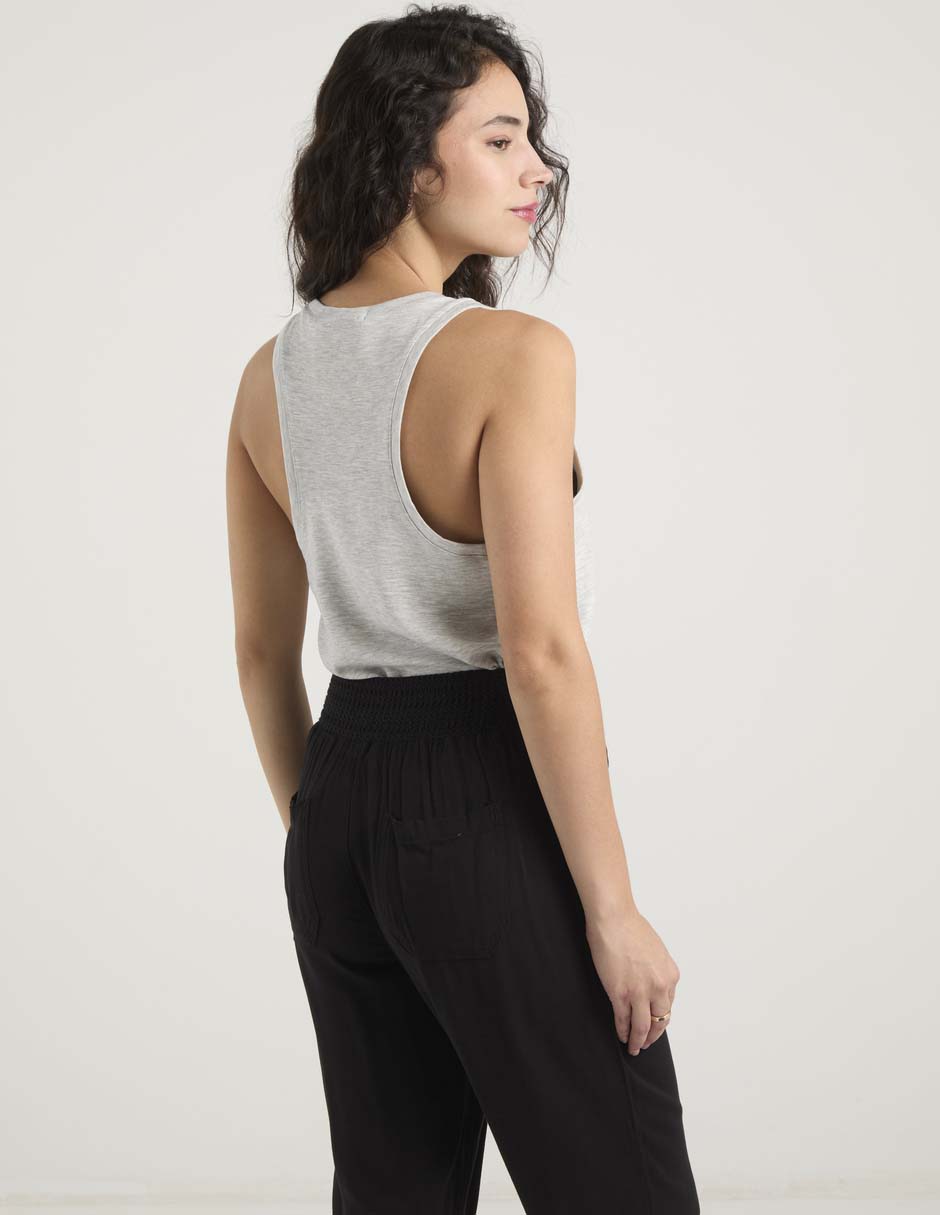 Top coffee bean escote redondo tirante ancho para mujer