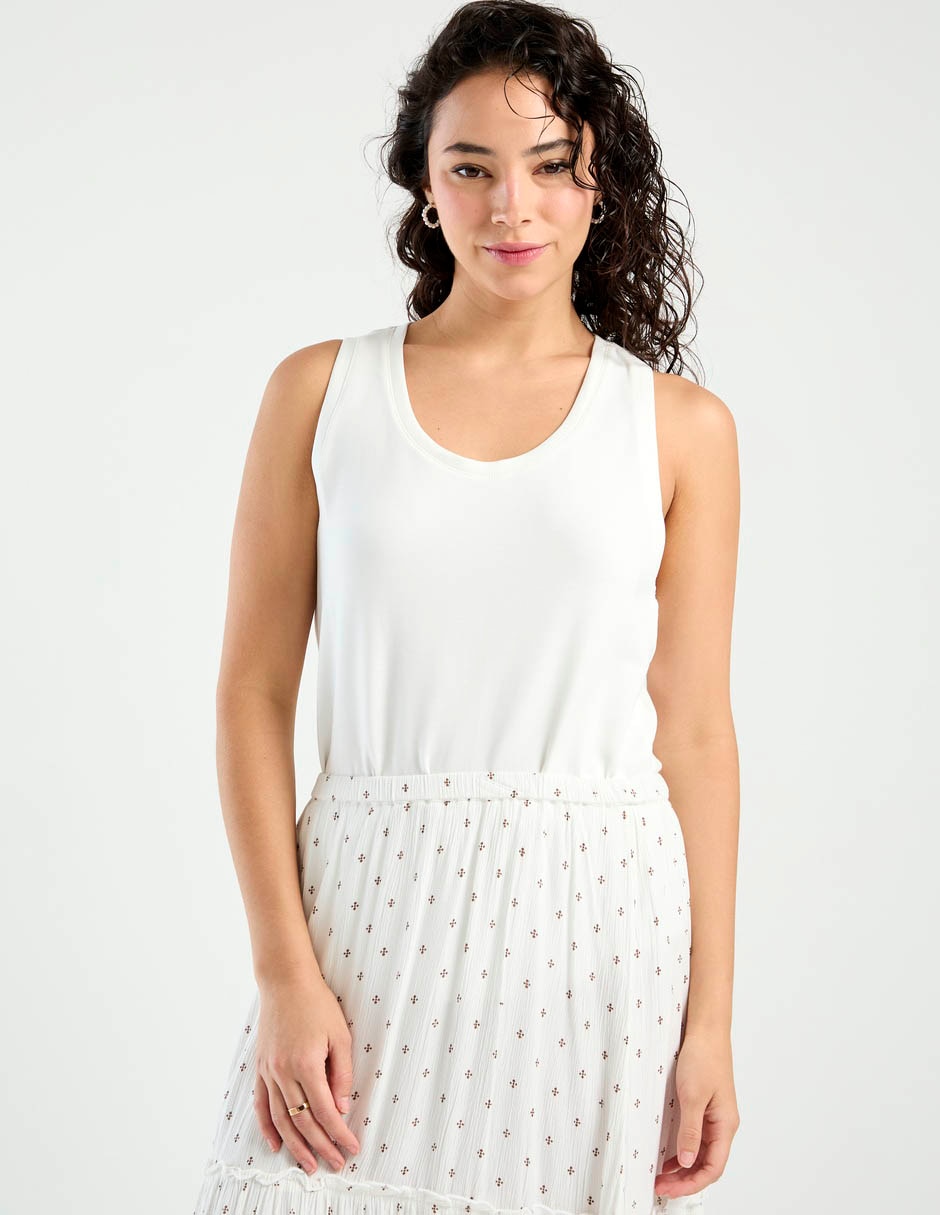Top escote redondo tirante ancho para mujer