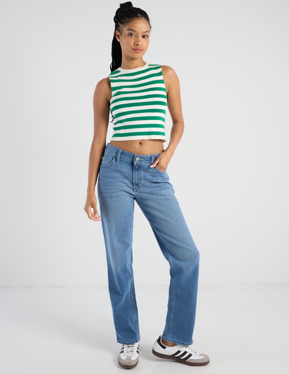 Jeans regular straight cintura alta ki355- para mujer 2