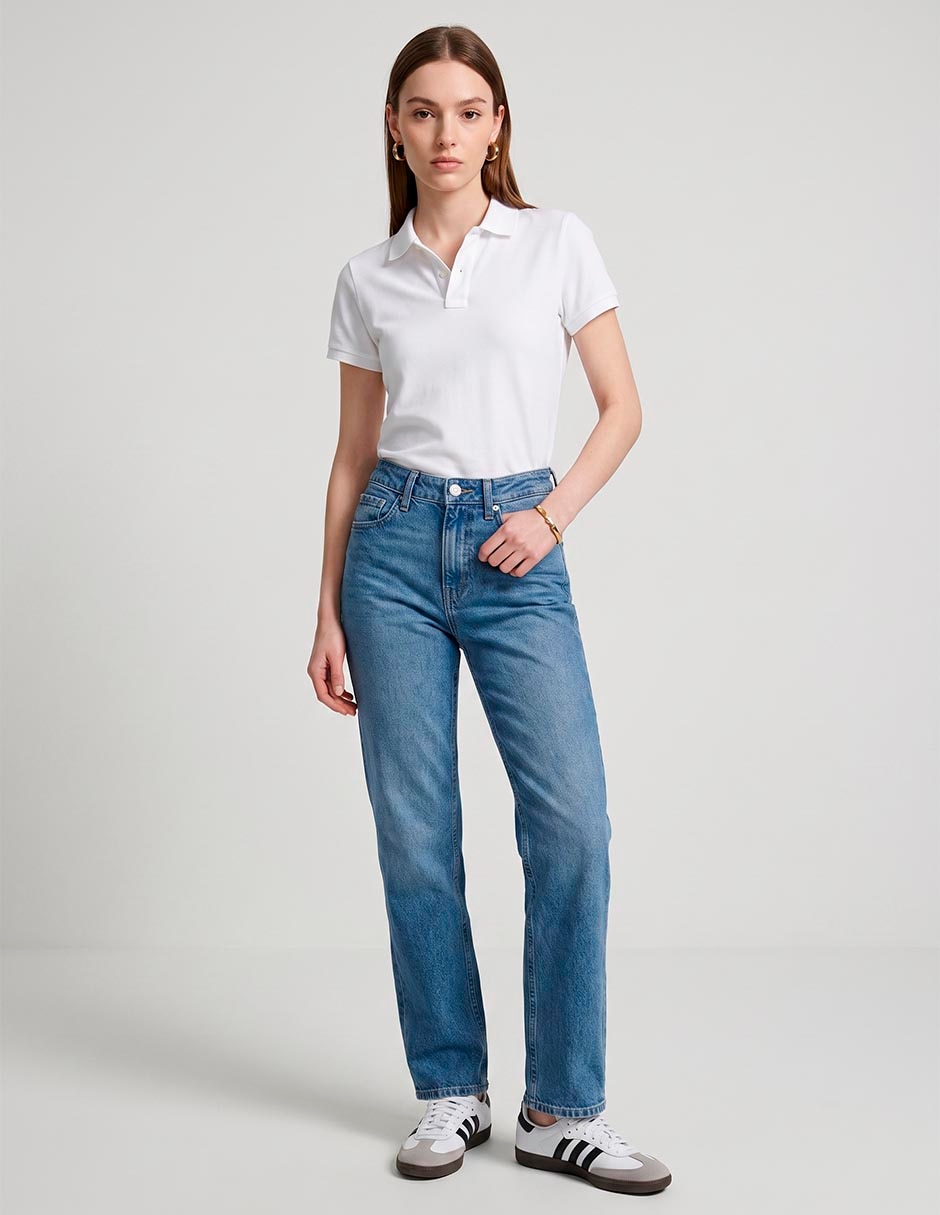 Jeans regular straight cintura alta ki355- para mujer