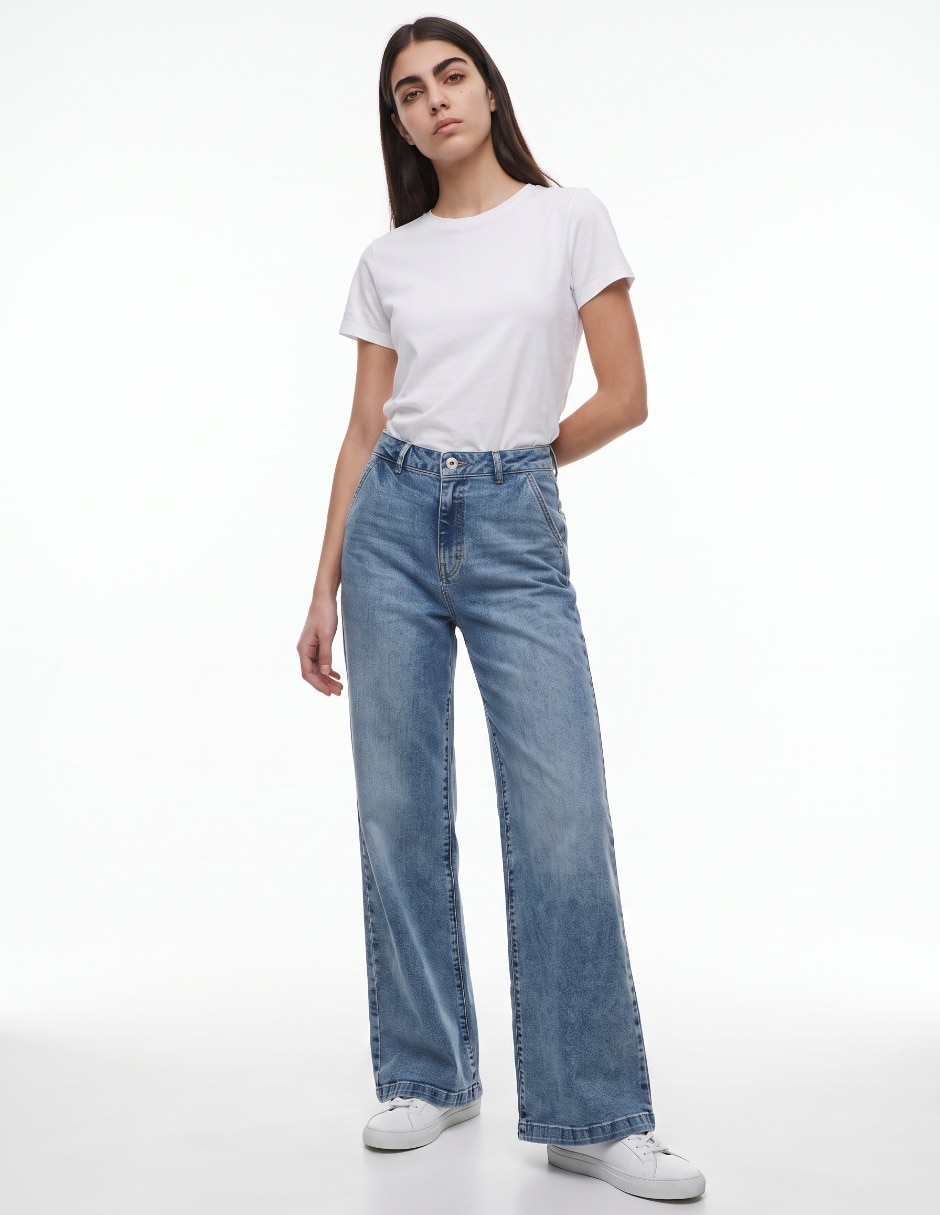 Jeans relaxed wide leg para mujer 3