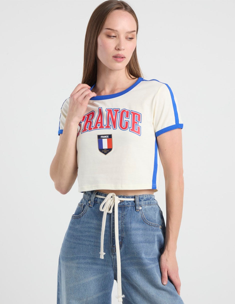Playera manga corta fifa francia cuello redondo para mujer
