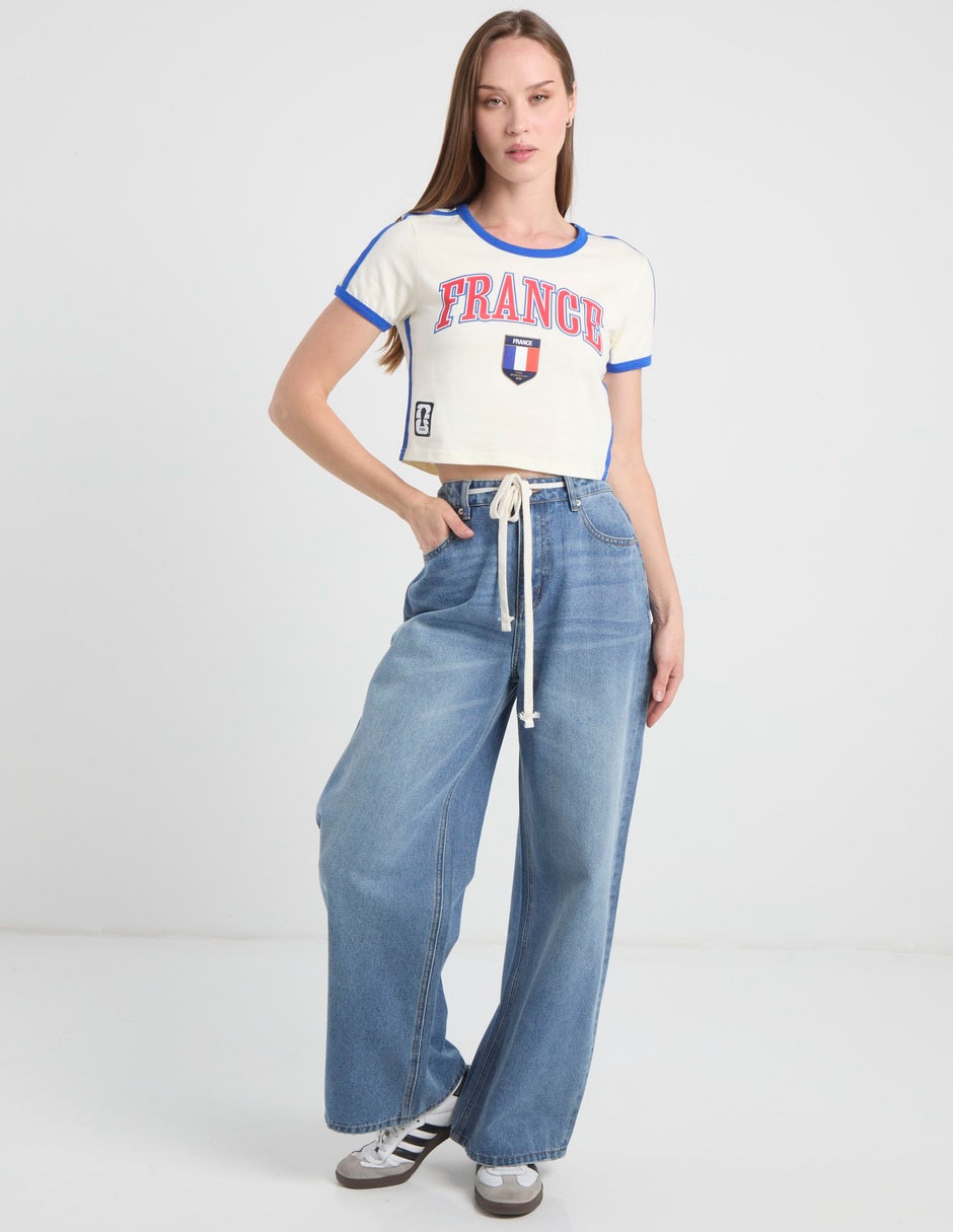 Playera manga corta Francia cuello redondo para mujer 3