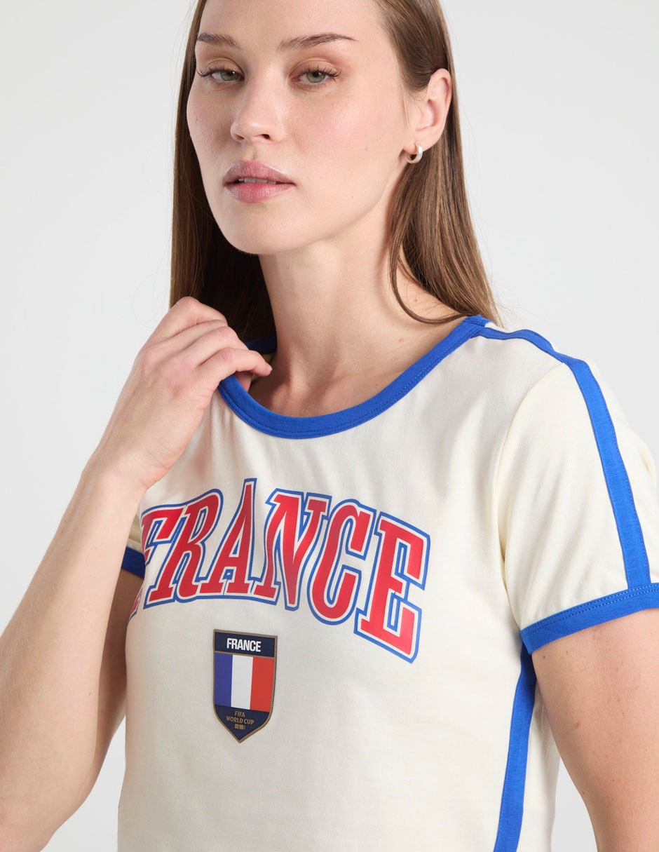 Playera manga corta Francia cuello redondo para mujer 4