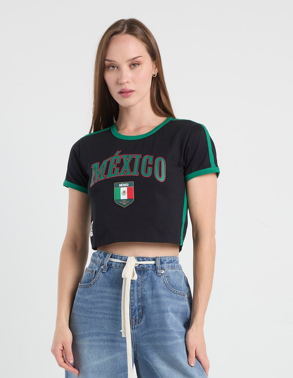 Playera manga corta FIFA México cuello redondo para mujer