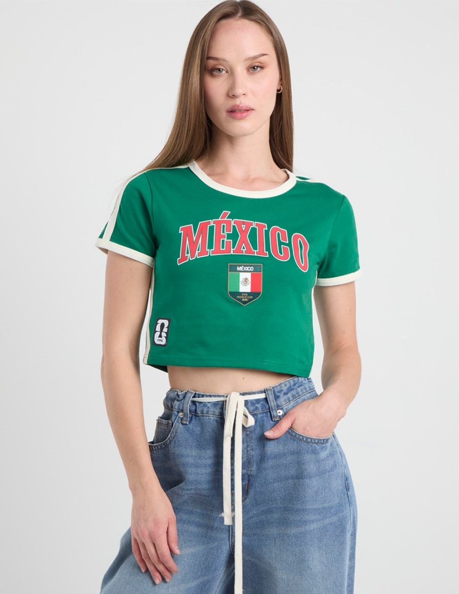 Playera manga corta México cuello redondo para mujer