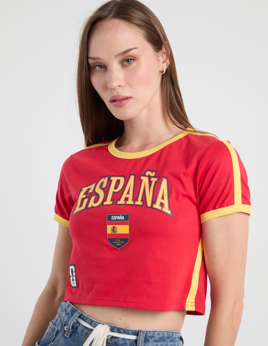 Playera manga corta fifa españa cuello redondo para mujer 4