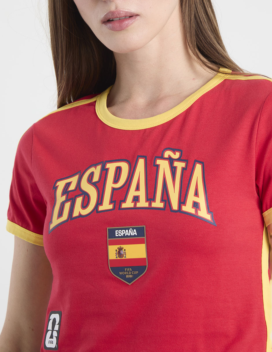 Playera manga corta fifa españa cuello redondo para mujer 5