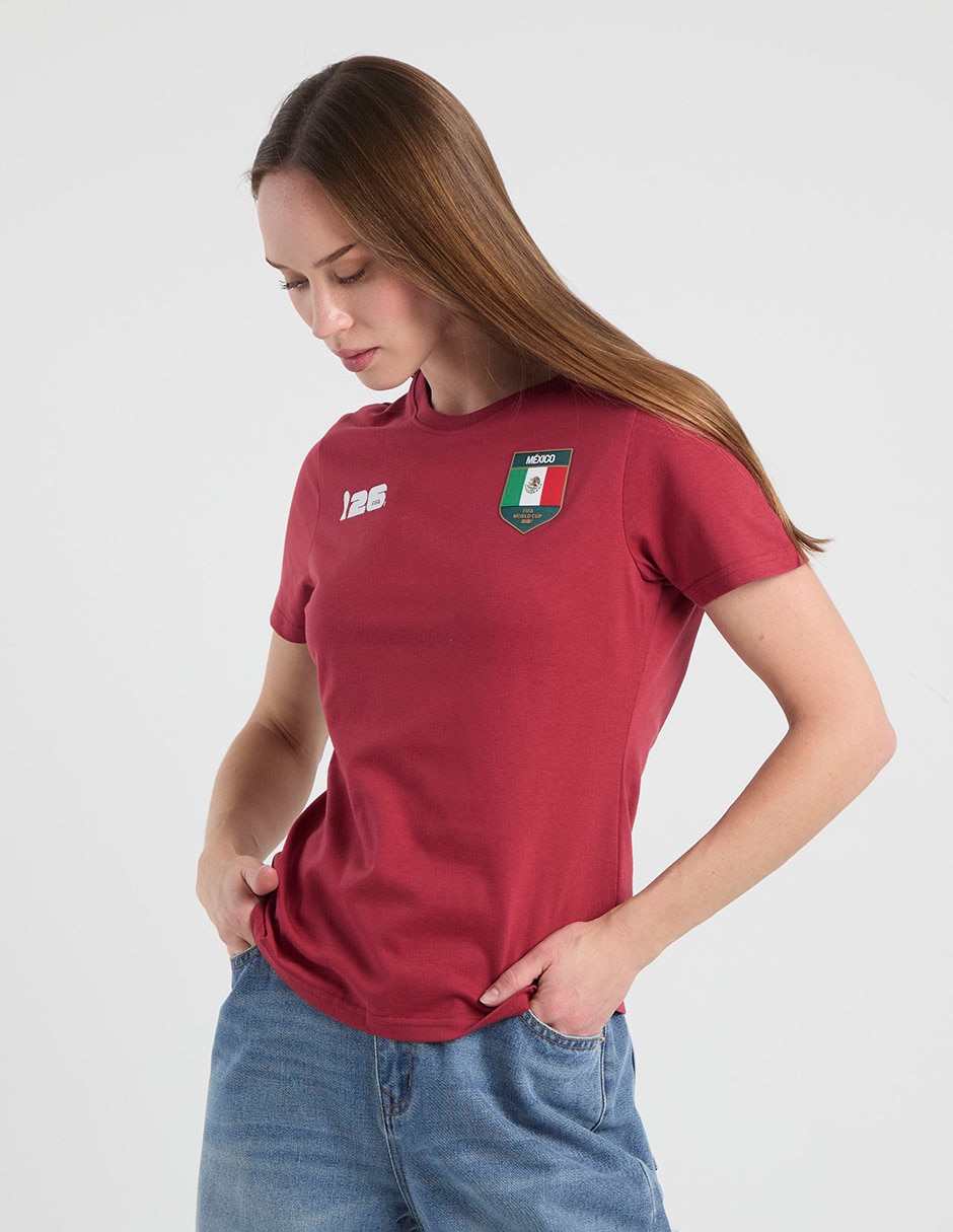 Playera manga corta FIFA México cuello redondo mujer 10