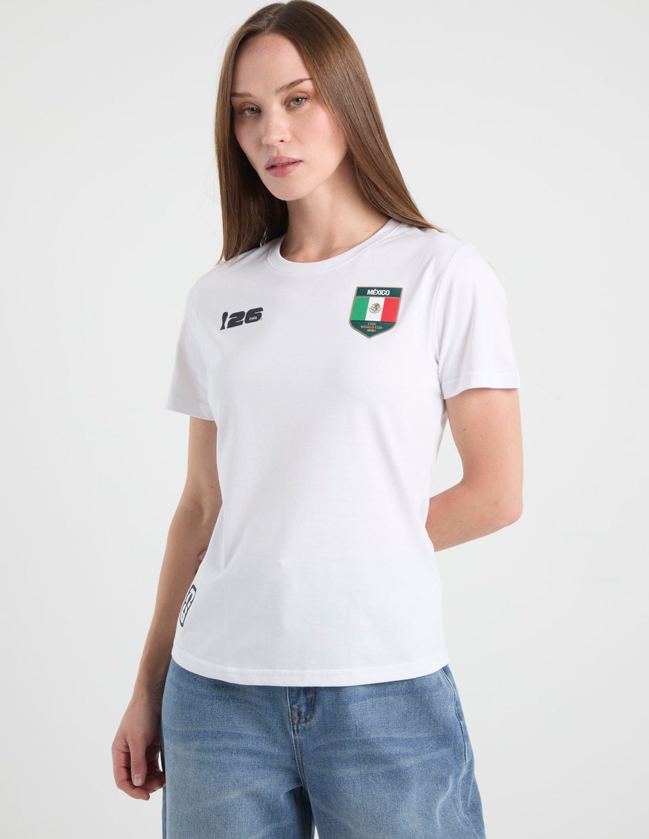 Playera manga corta fifa méxico cuello redondo para mujer