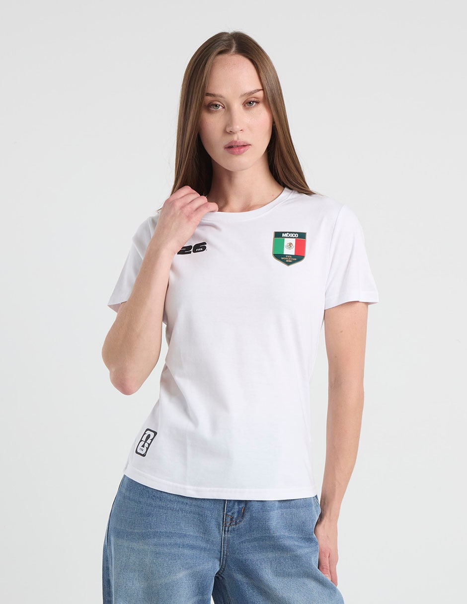 Playera manga corta fifa méxico cuello redondo para mujer