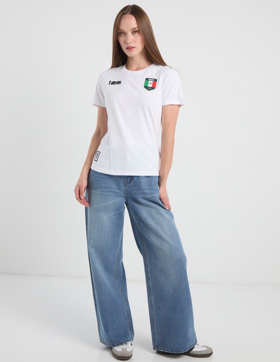 Playera manga corta fifa méxico cuello redondo para mujer