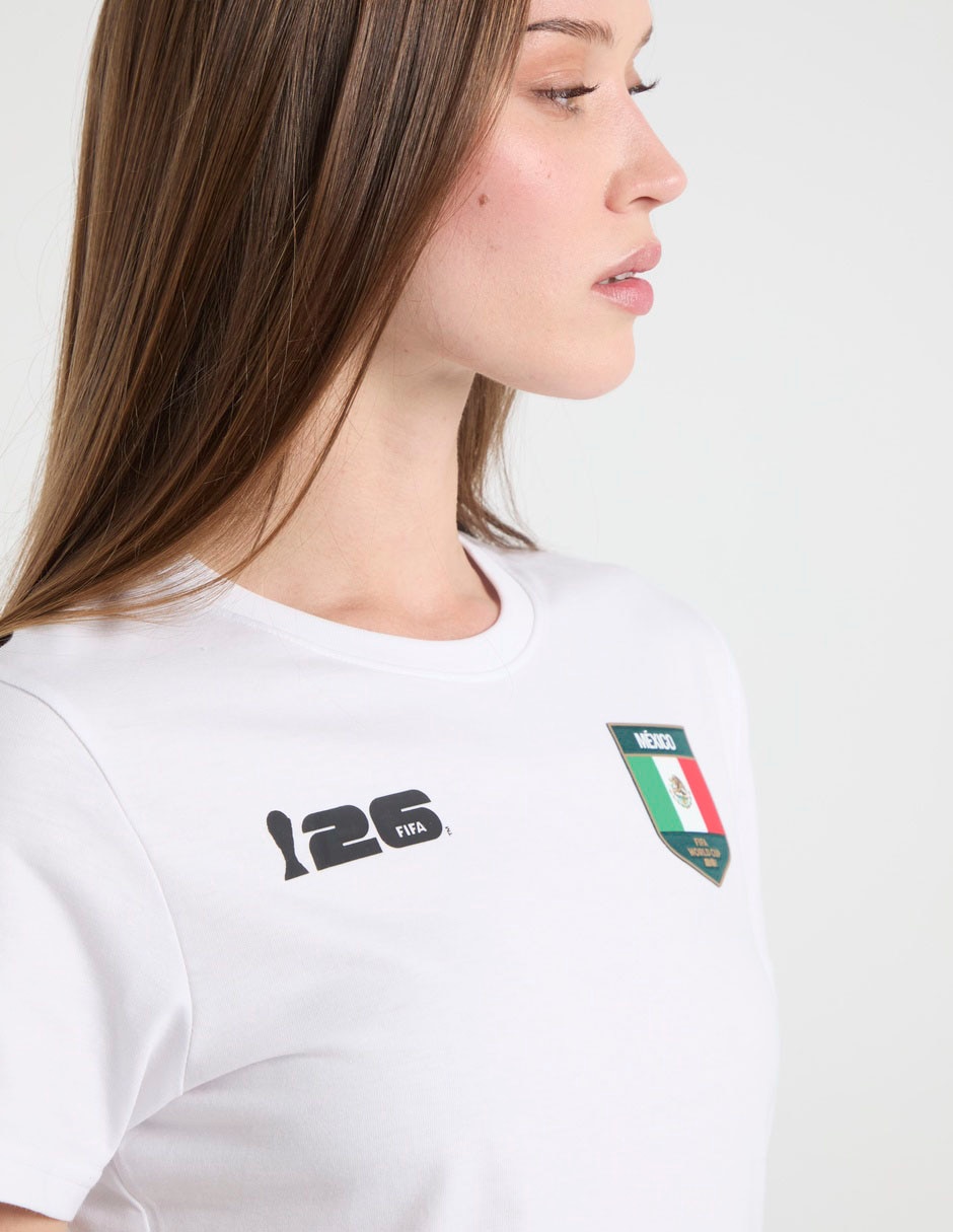 Playera manga corta fifa méxico cuello redondo para mujer