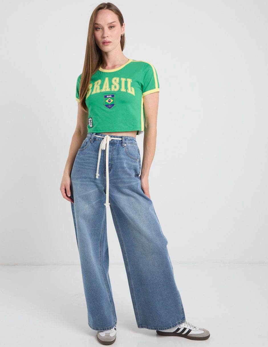 Playera manga corta fifa brasil cuello redondo para mujer