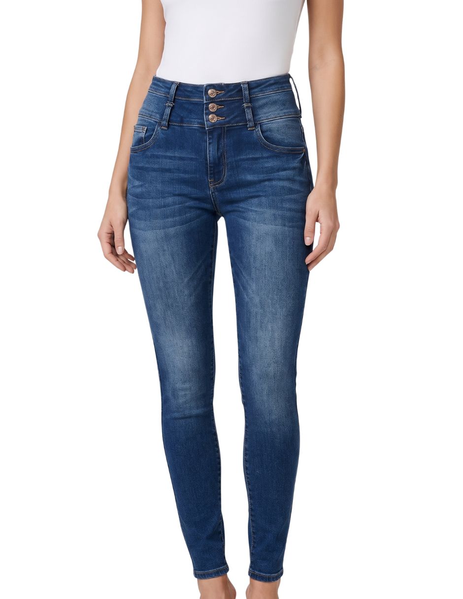 Jeans skinny media cintura nikki para mujer