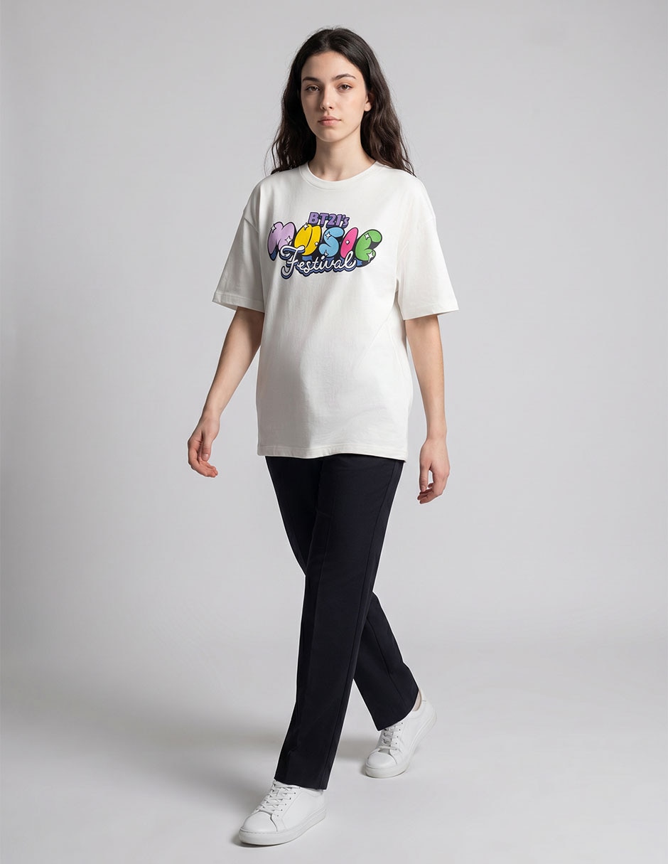 Playera manga corta cuello redondo para mujer