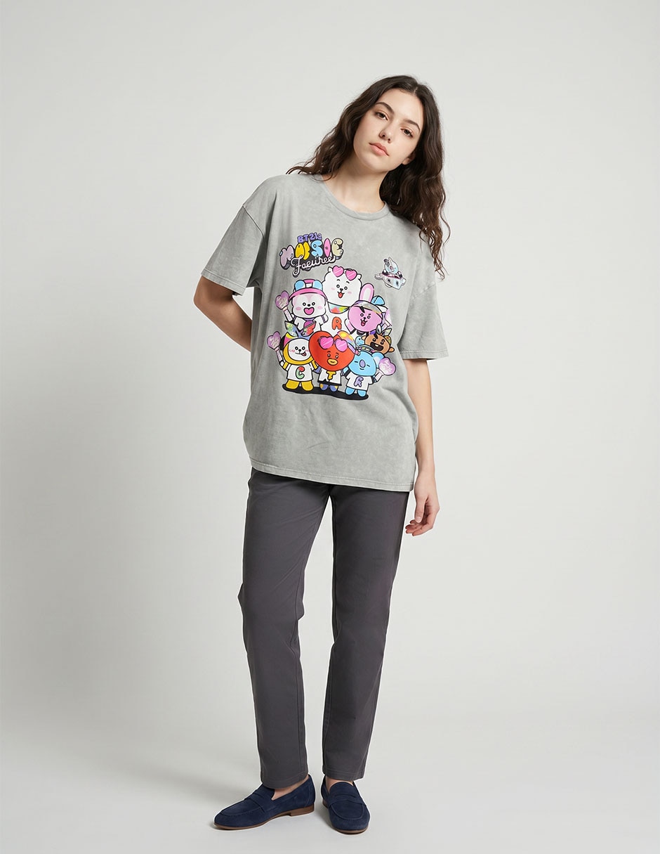 Playera manga corta cuello redondo para mujer