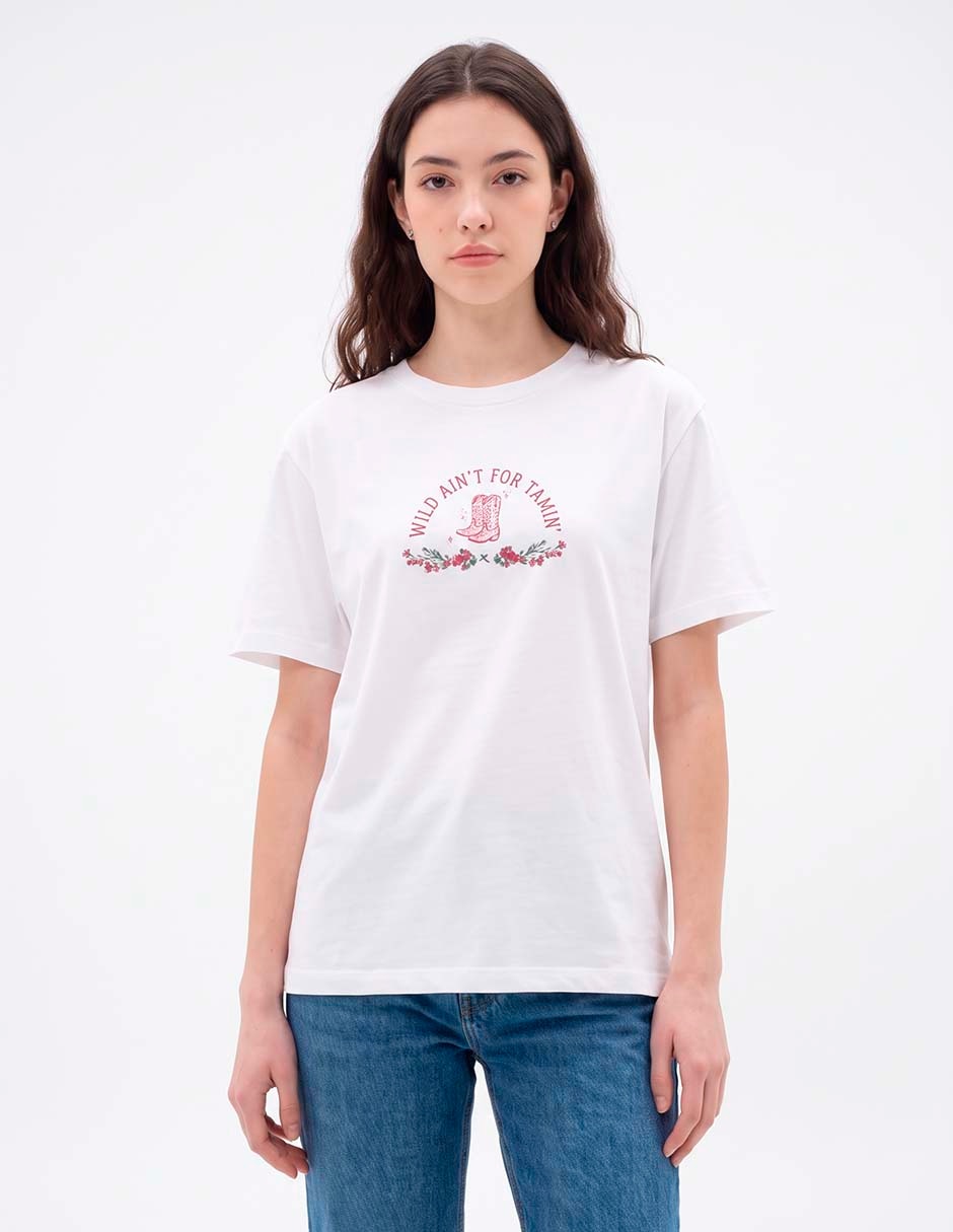 Playera manga corta cuello redondo para mujer Playera manga corta cuello redondo para mujer