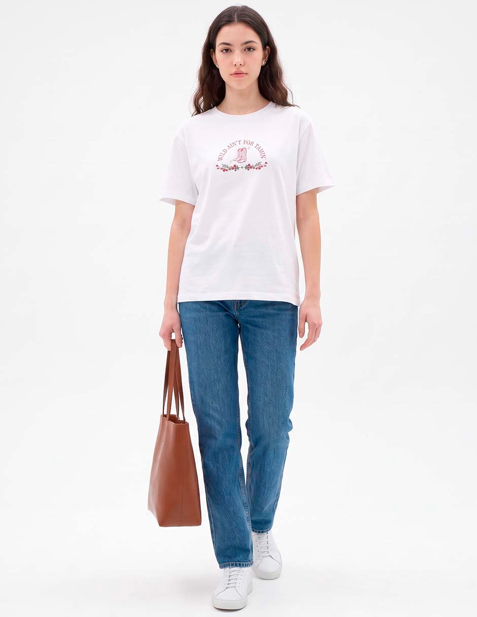 Playera manga corta cuello redondo para mujer 4