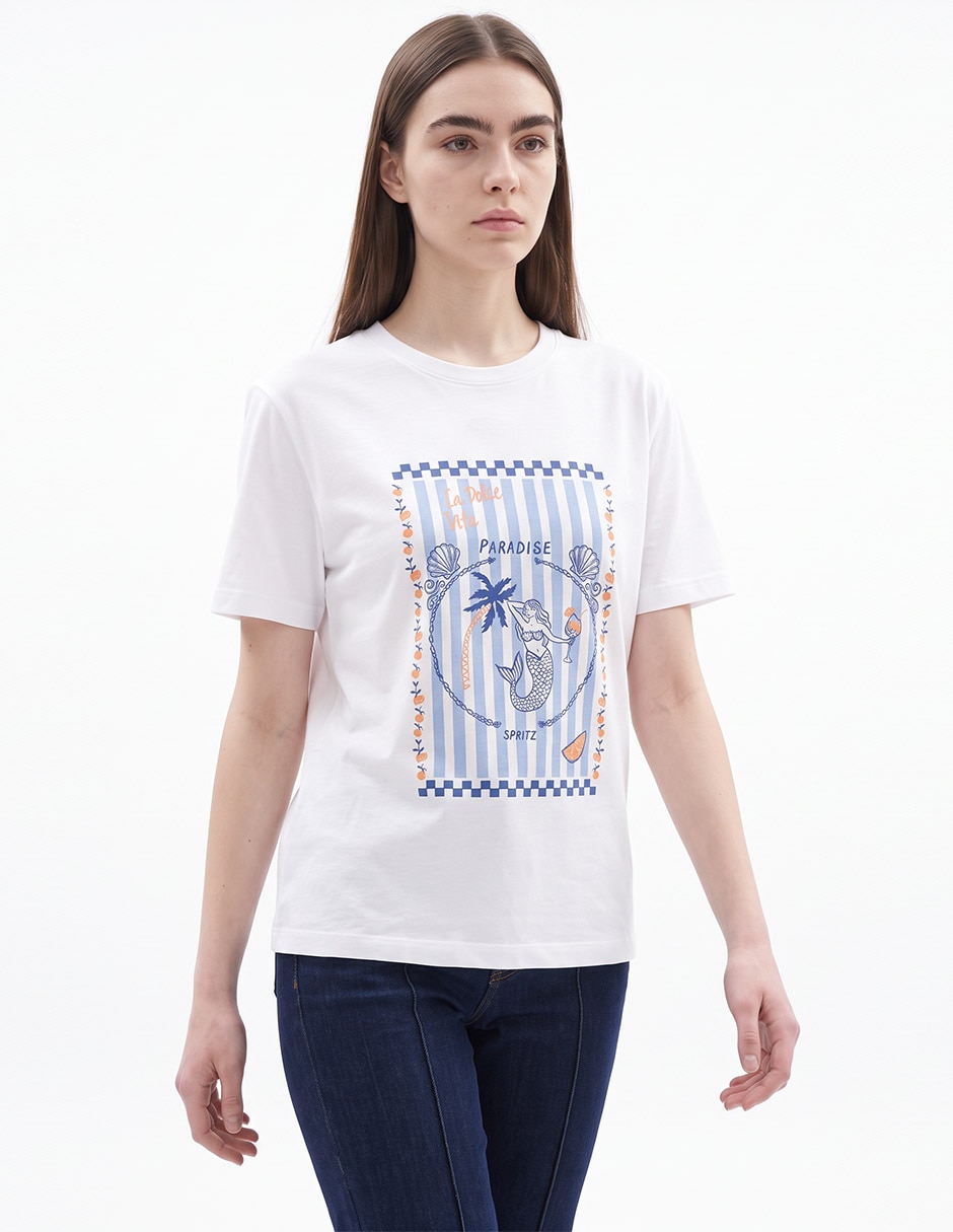 Playera manga corta cuello redondo para mujer Playera manga corta cuello redondo para mujer