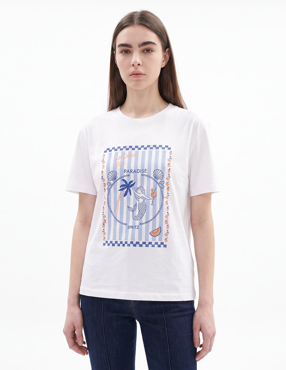 Playera manga corta cuello redondo para mujer 2