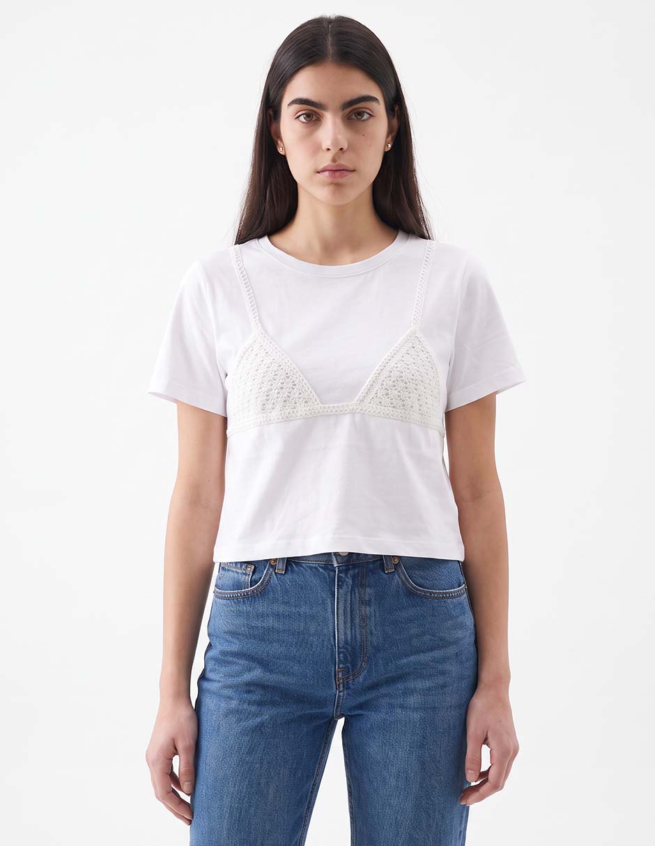 Playera manga corta cuello redondo para mujer Playera manga corta cuello redondo para mujer