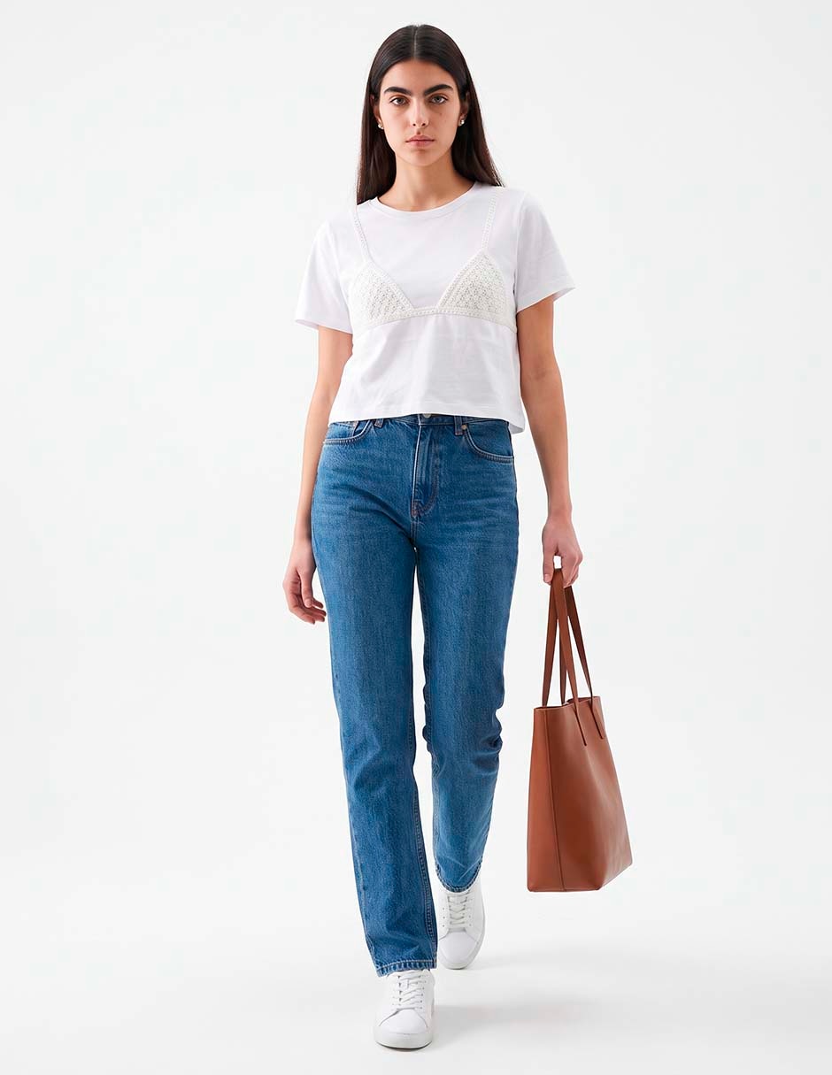 Playera manga corta cuello redondo para mujer 3