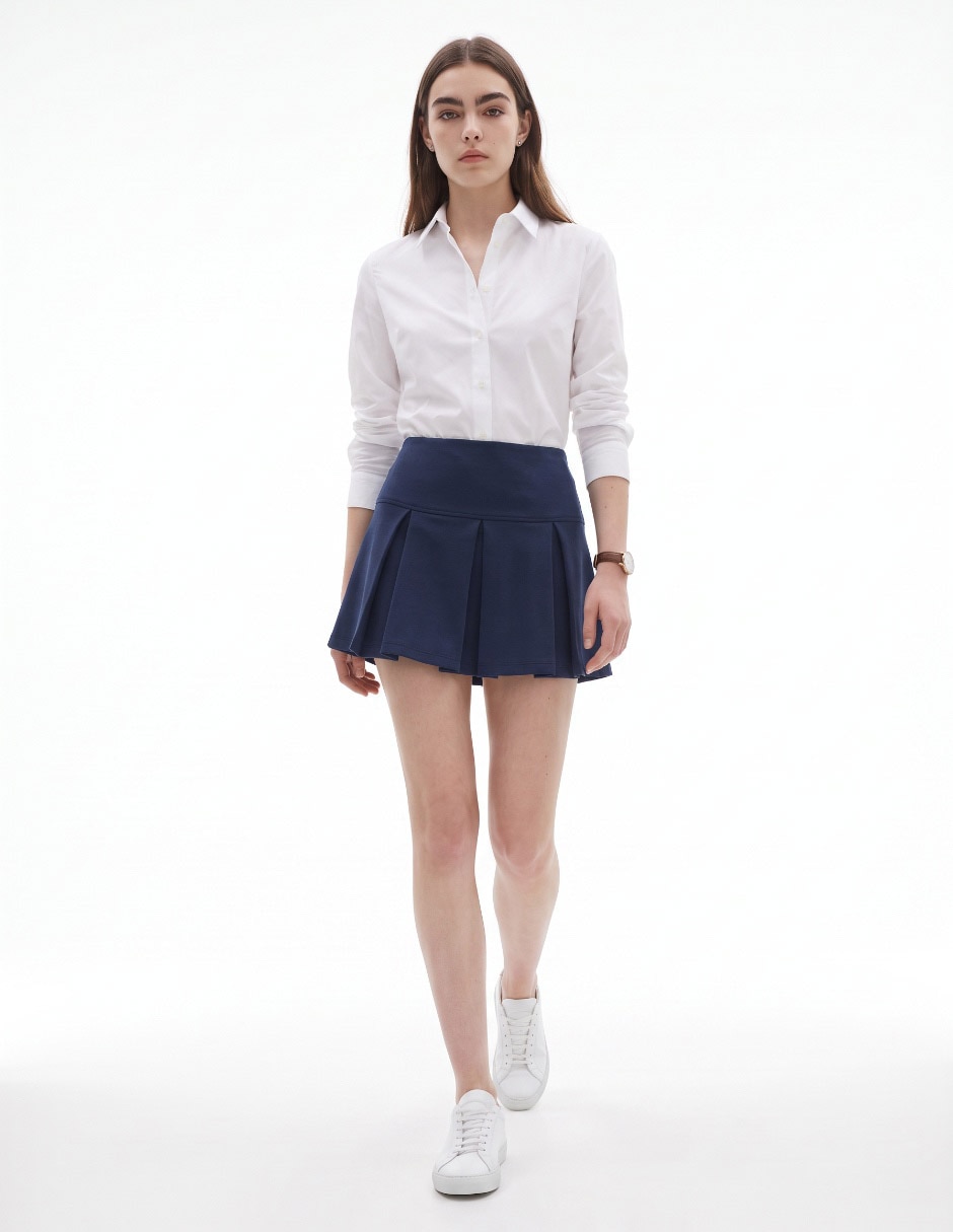 Short bermuda de mezcla de materiales para mujer Short bermuda de mezcla de materiales para mujer