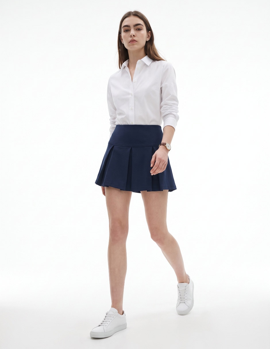 Short bermuda de mezcla de materiales para mujer 3