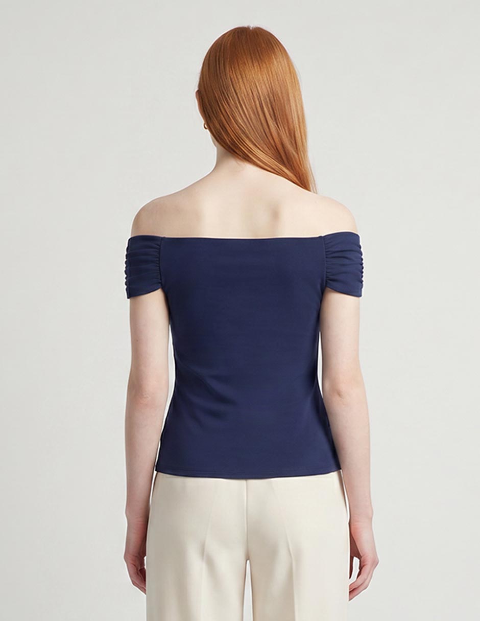 Top Cuello Drapeado Escote Regular Tirante Sin Tirantes 2