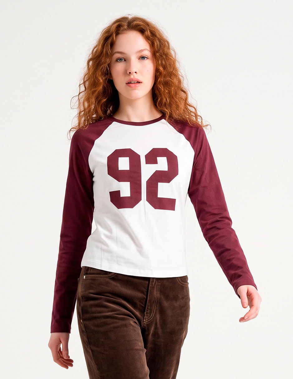 Playera manga larga cuello redondo para mujer Playera manga larga cuello redondo para mujer