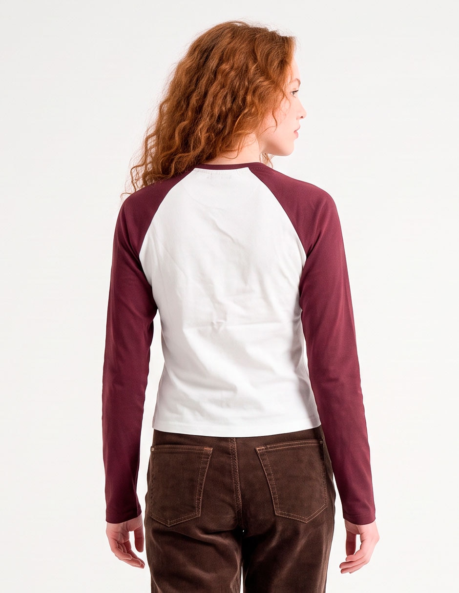Playera manga larga cuello redondo para mujer 4