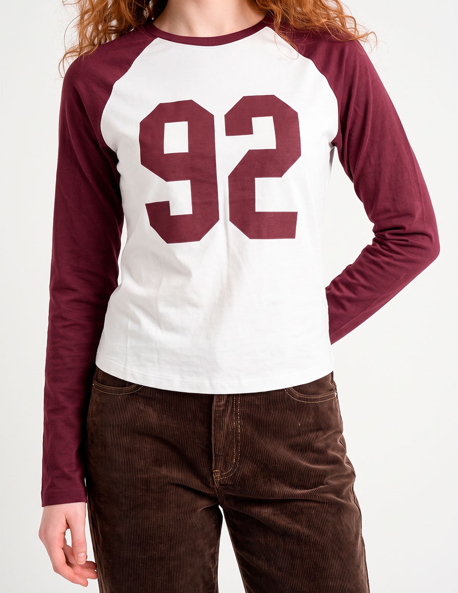 Playera manga larga cuello redondo para mujer 3