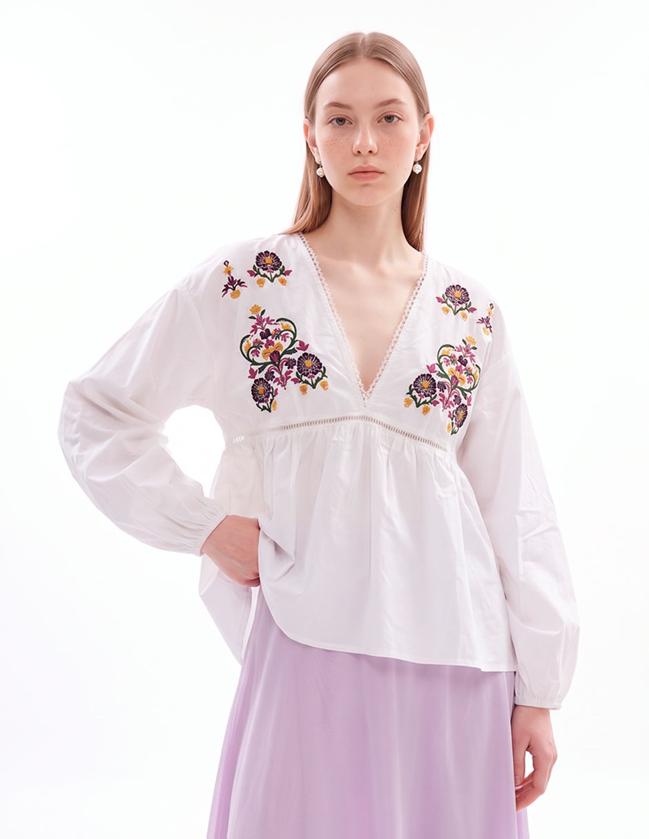 Blusa manga larga para mujer