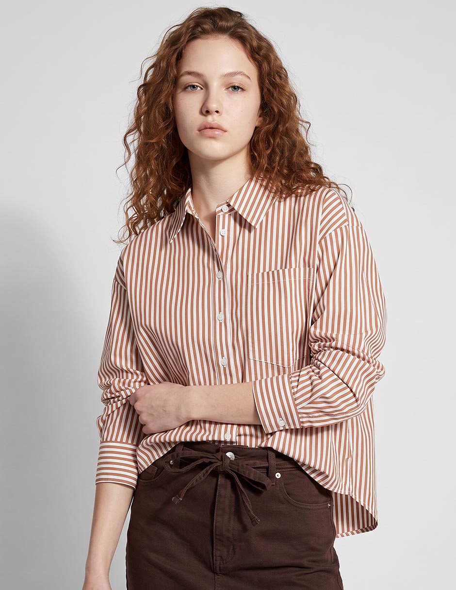 Camisa de algodón manga larga para mujer Camisa de algodón manga larga para mujer