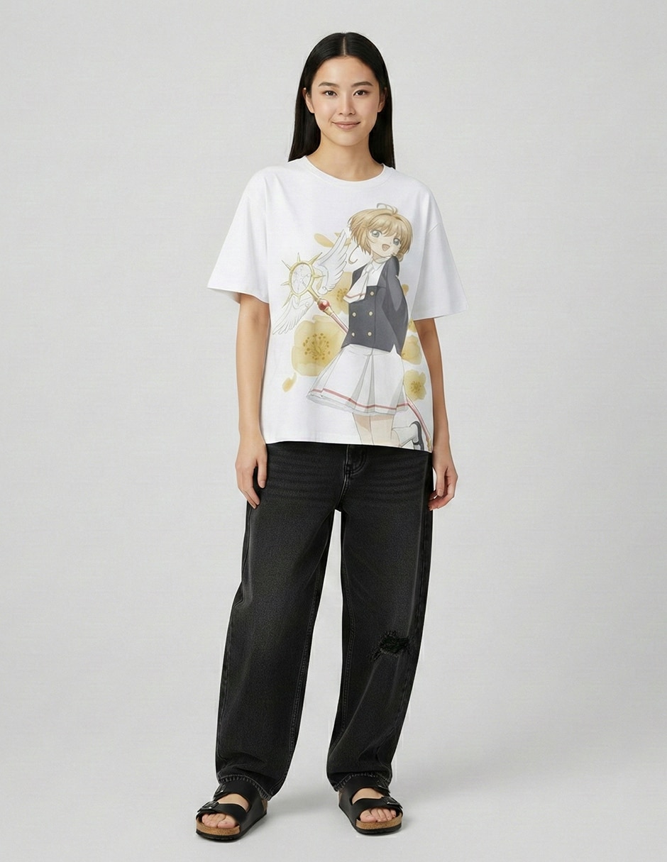 "manga" corta colección caricaturas "cuello" redondo "para mujer" 2