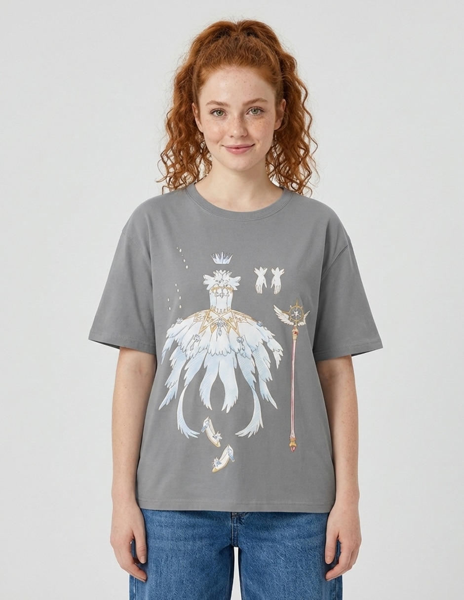 'manga' corta colección caricaturas 'cuello' redondo 'para mujer'