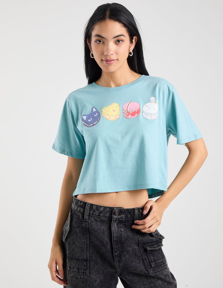 Playera manga corta cuello redondo para mujer