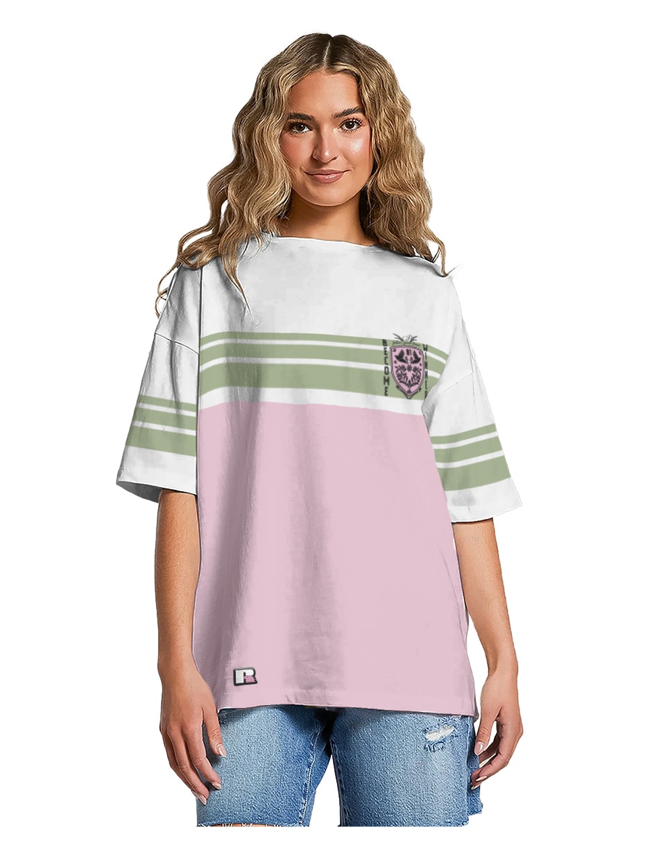 Playera manga al codo cuello redondo para mujer