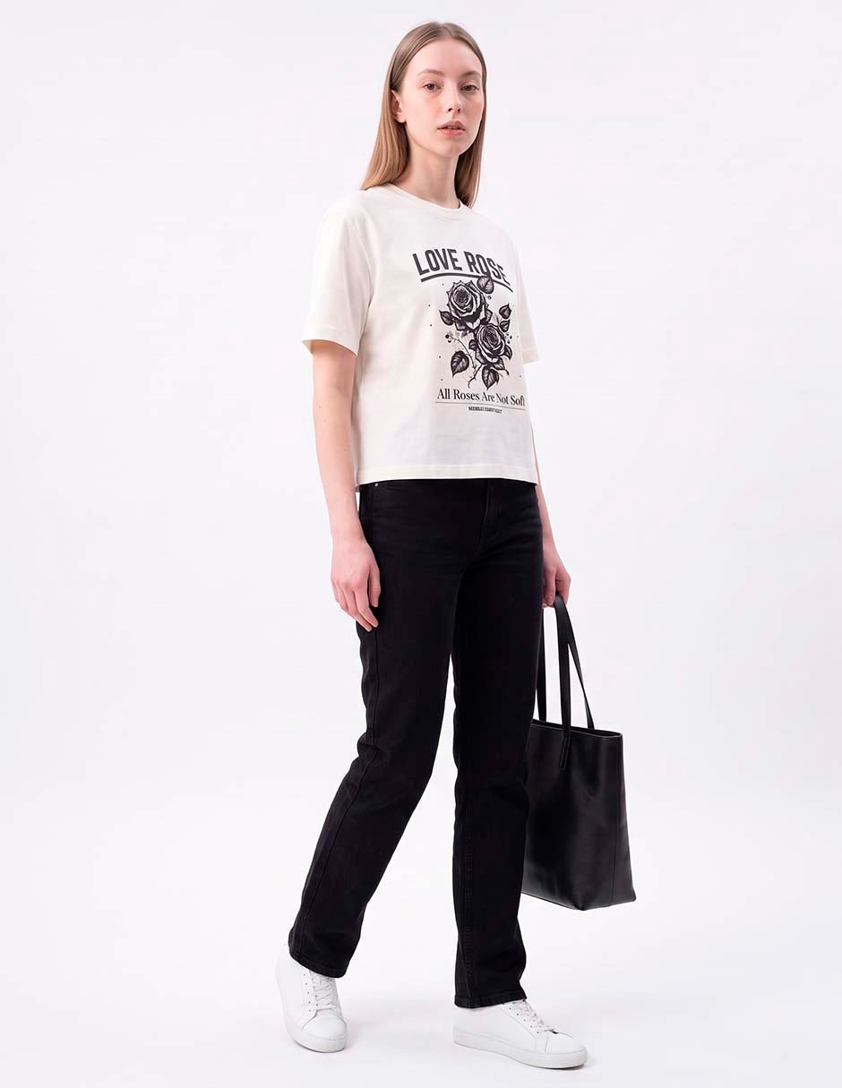 Playera manga corta cuello redondo para mujer 3