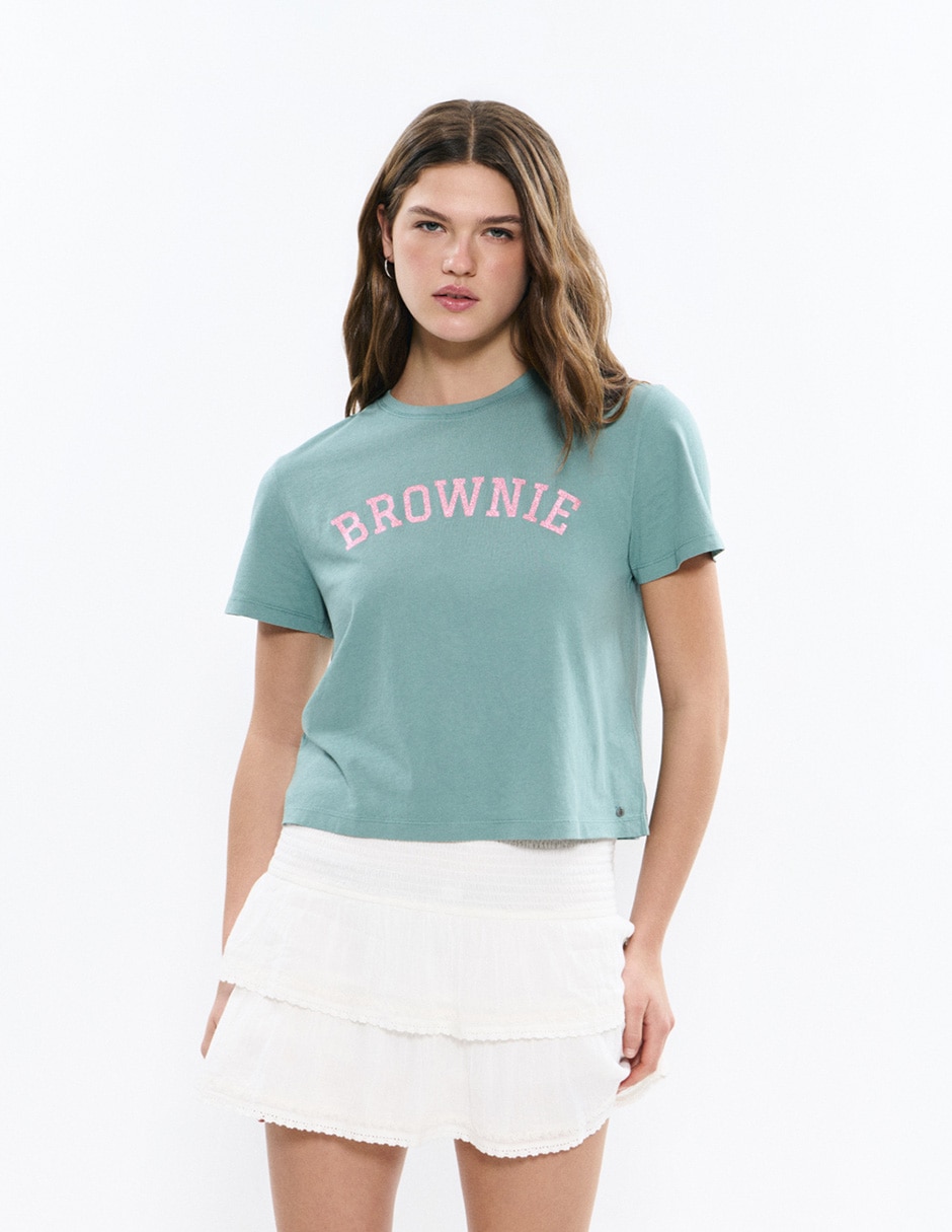 Playera manga corta cuello redondo para mujer