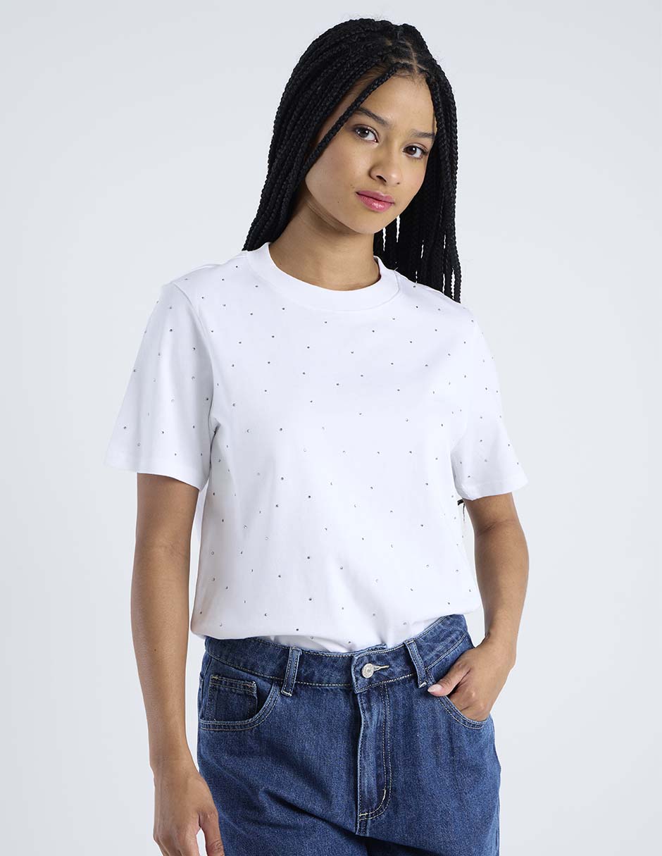 Playera manga corta cuello redondo para mujer