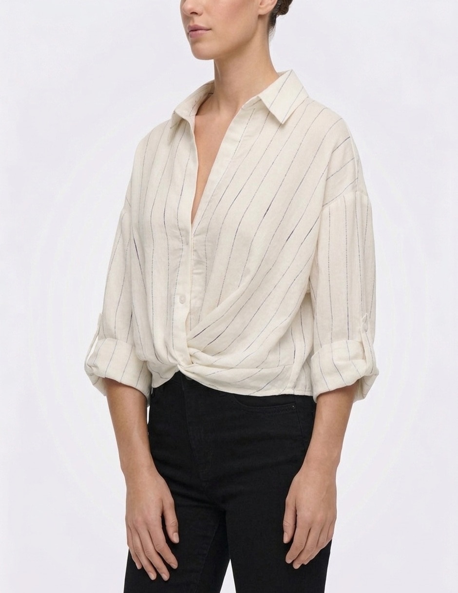 Blusa camisera manga 3/4 para mujer