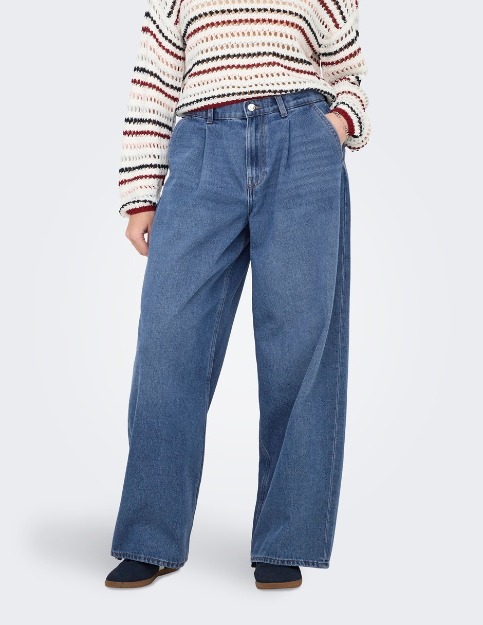 Jeans coulotte wide leg para mujer
