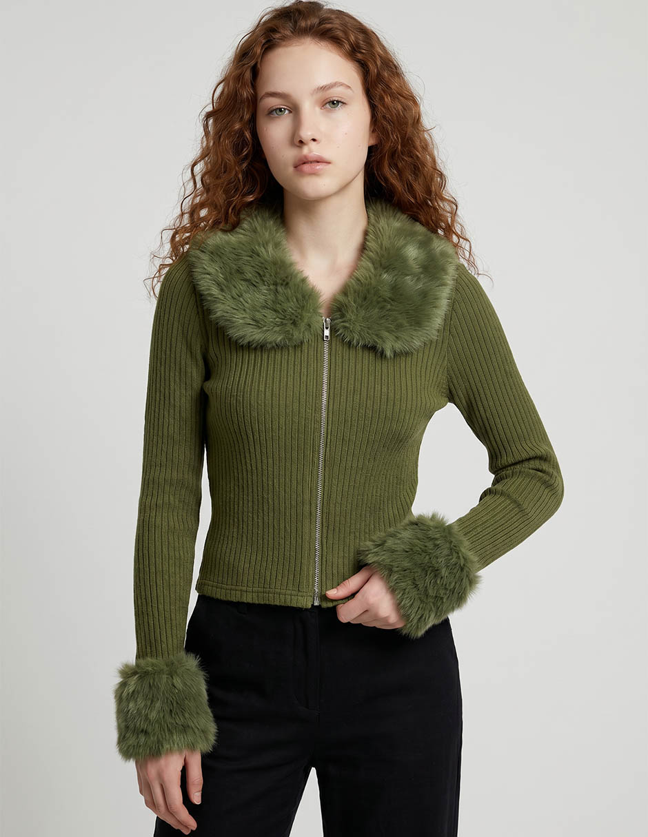 Suéter cuello con cierre para mujer