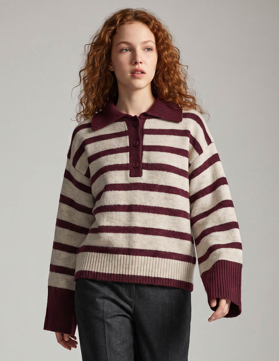 Suéter cuello polo para mujer Suéter cuello polo para mujer