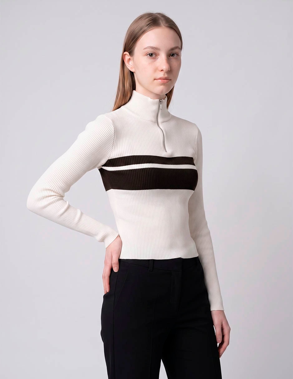 Suéter cuello con cierre para mujer