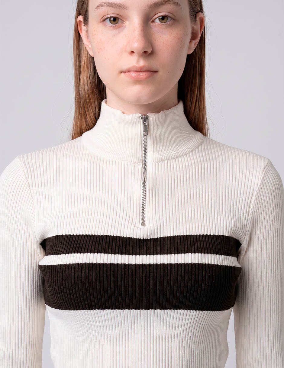 Suéter cuello con cierre para mujer 3