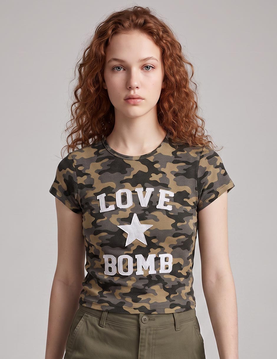Playera manga corta cuello redondo mujer